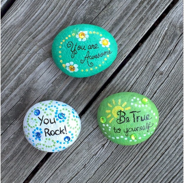Painting Rocks with Inspirational Quotes
