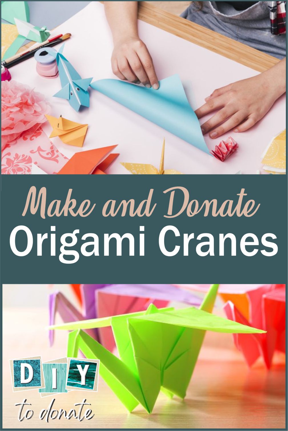 For centuries the crane has been regarded as a symbol of hope and healing. Follow our easy origami tutorial to make cranes. Find out where to donate them. #diytodonate #donate #origami #givingback #donate #cranes