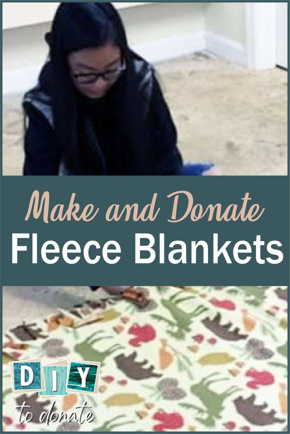 Find out how to make no-sew fleece tied blankets and where to donate them. Younger kids can participate in the tying parts as well! #diytodonate #blankets #notieblankets #donate #givingback #shelters #communityservice #community