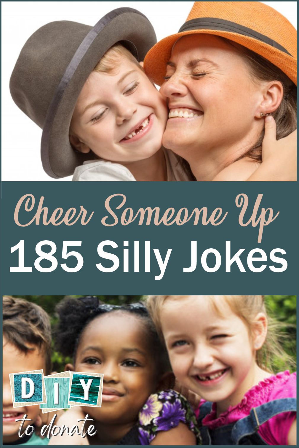 Add silly jokes to a card or a letter and send to someone who might need cheering up like hospitalized kids or those who receive Meals on Wheels. #diytodonate #donate #diy #jokes #sillyjokes #laugh #smile #besilly #cheer