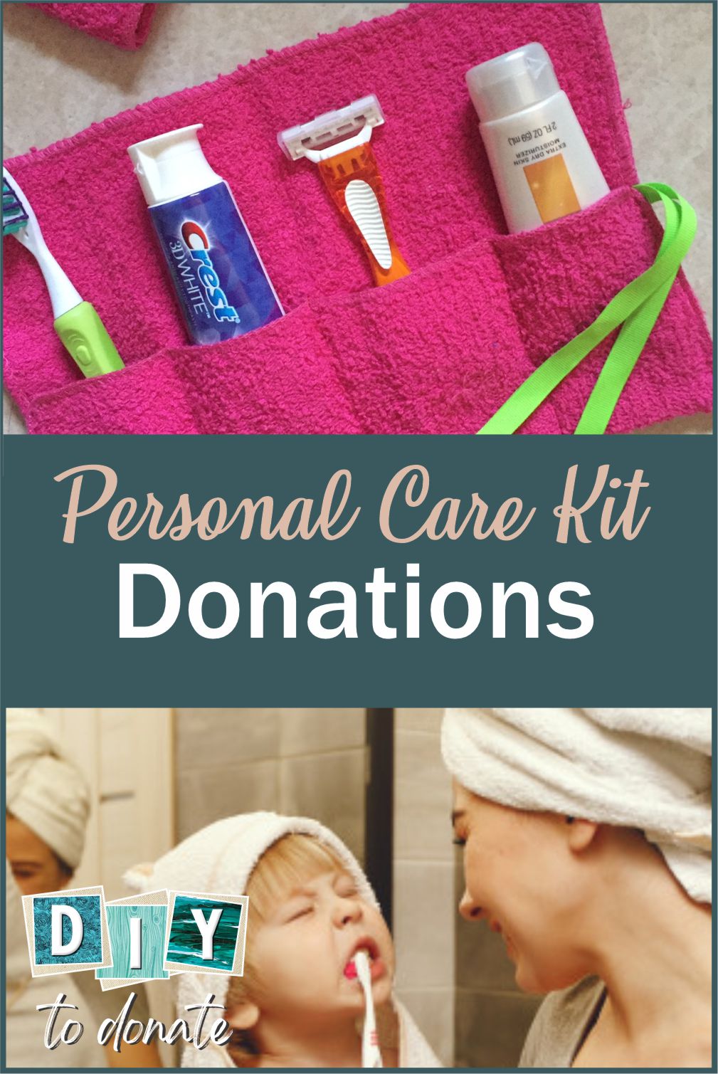 Personal Care Kits to Donate Learn how to make easy DIY travel pouches for displaced people and find out where you can donate them to help someone in need. #diytodonate #carekit #DIY #travelpouches #washclothes #donate #personalcare