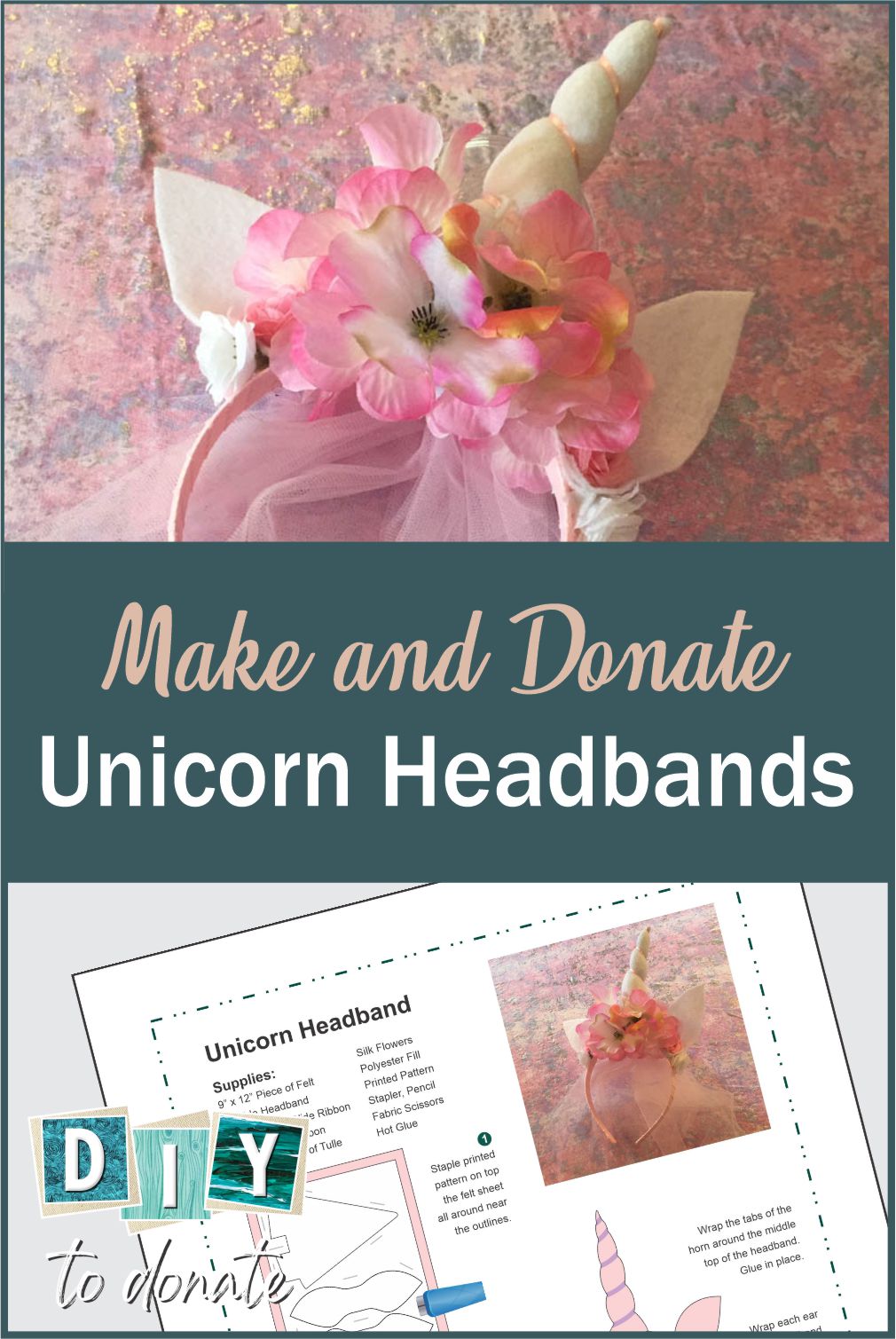 Find out the best way to make your handmade unicorn headbands wear and to donate them to little girls who need a little magic in their lives. #diytodonate #diy #unicorns #unicorn #unicorncraft #unicornheadband #headband #unicornhorm #littlegirls #magic #donate