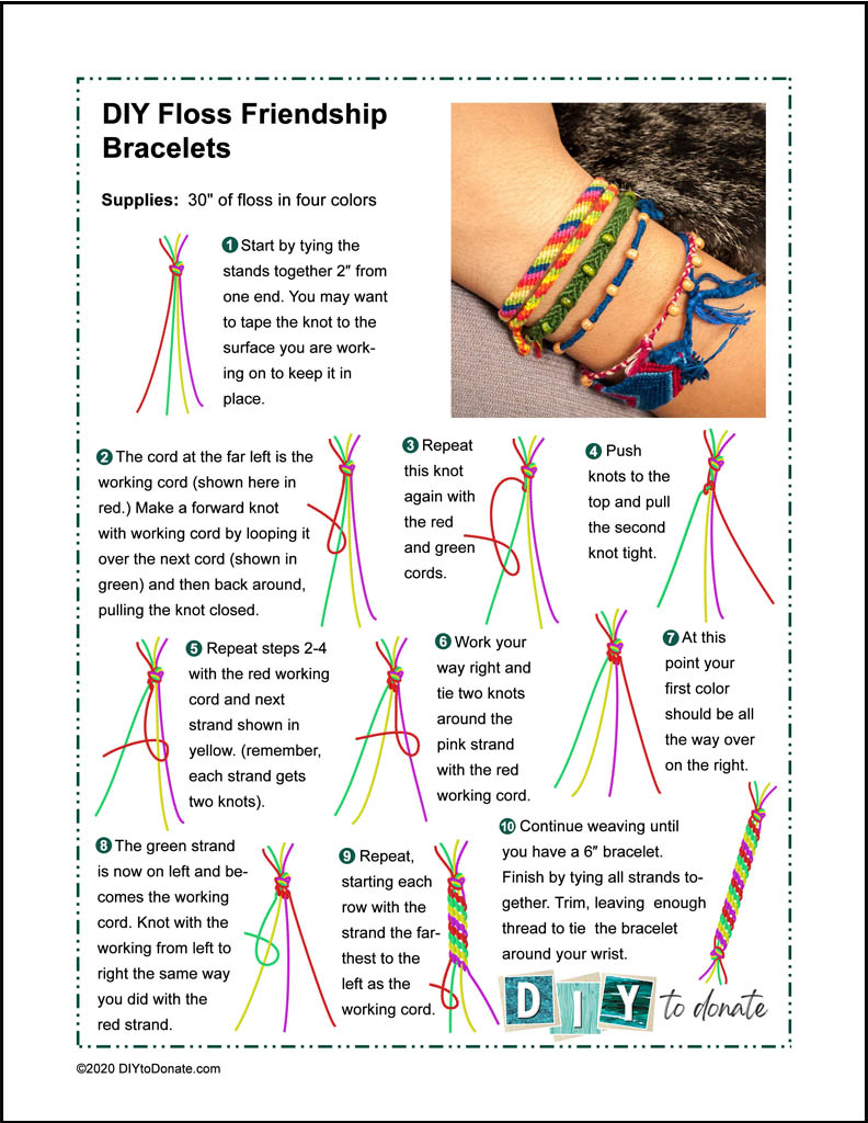 Printable PDF download for easy friendship bracelets