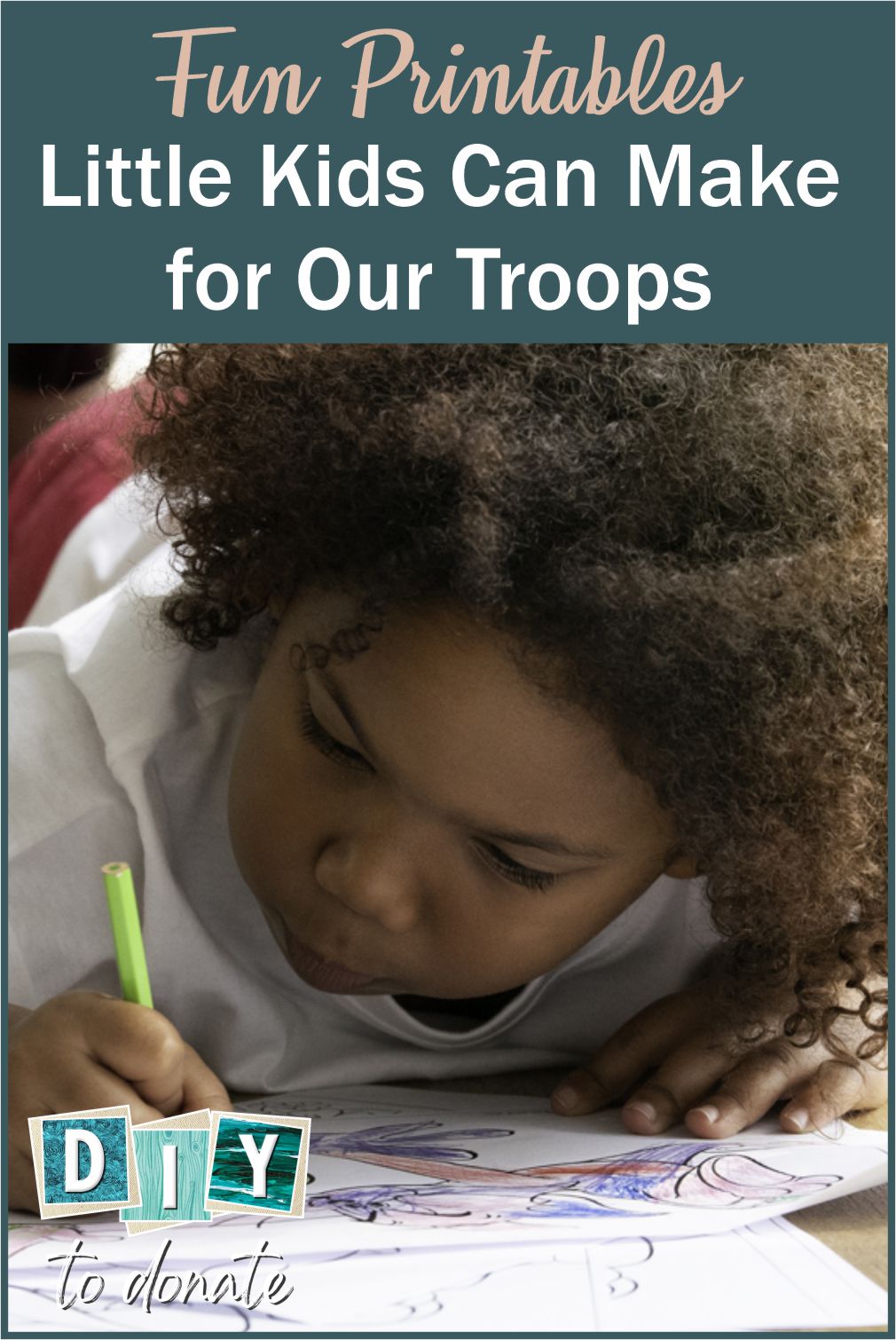 6 Fun Things Little Kids Can Make for our Troops It's never to early to introduce your children to community service. Even preschoolers can learn to give back by drawing or coloring pictures to make for our troops. #militaryheroes #drawing #coloring #writing #diytodonate