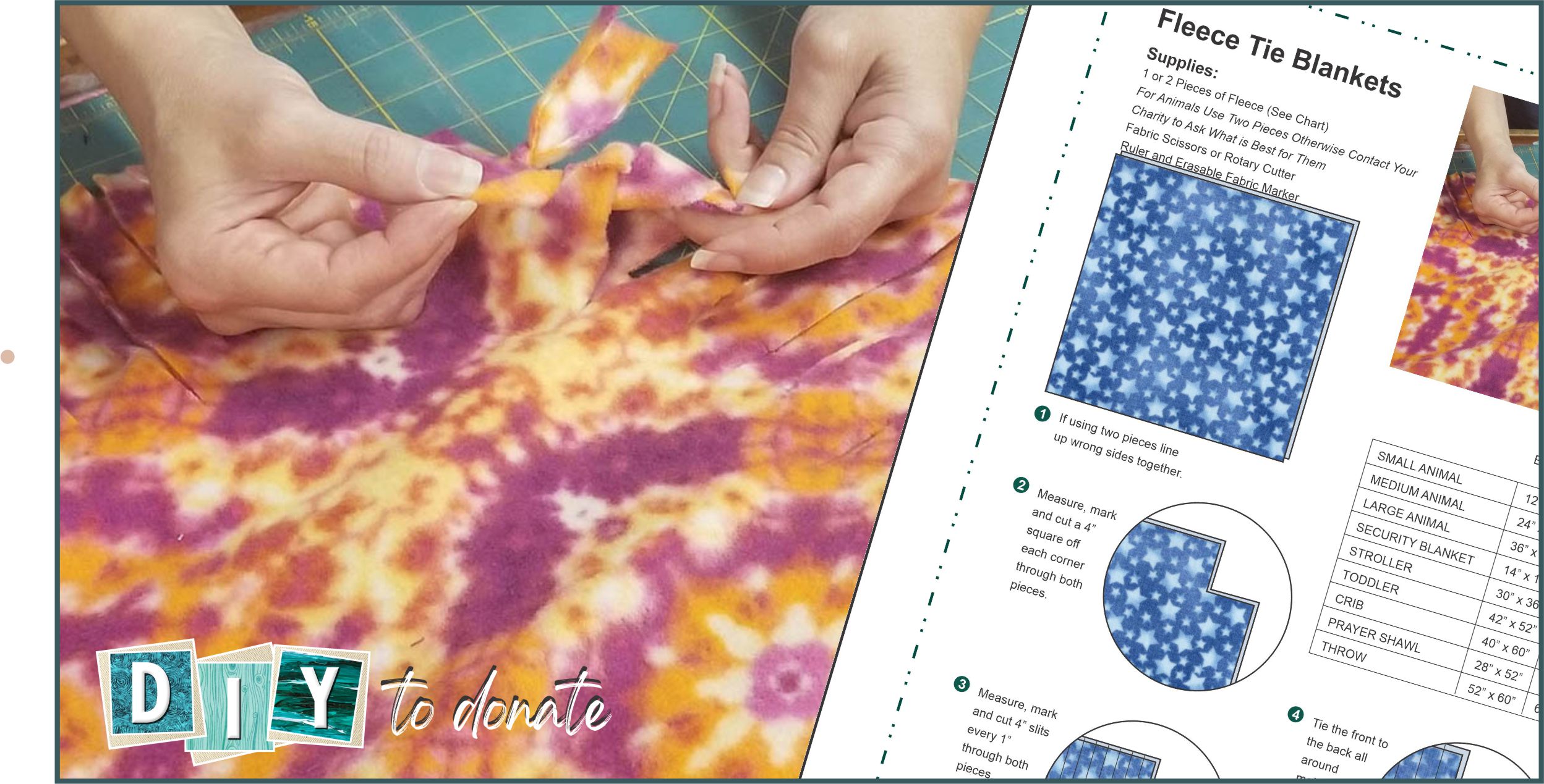 Use our handy size chart and step-by-step instructions to make fleece tie  blankets with your group and find out …